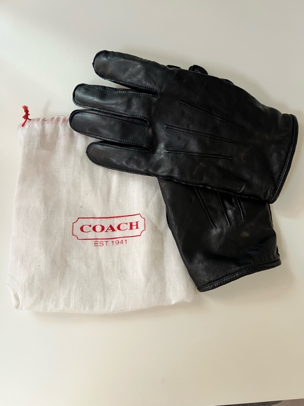 Coach black leather gloves